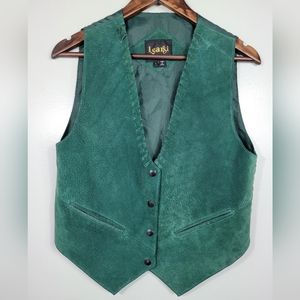 Green Leather Cowboy Boho Vest